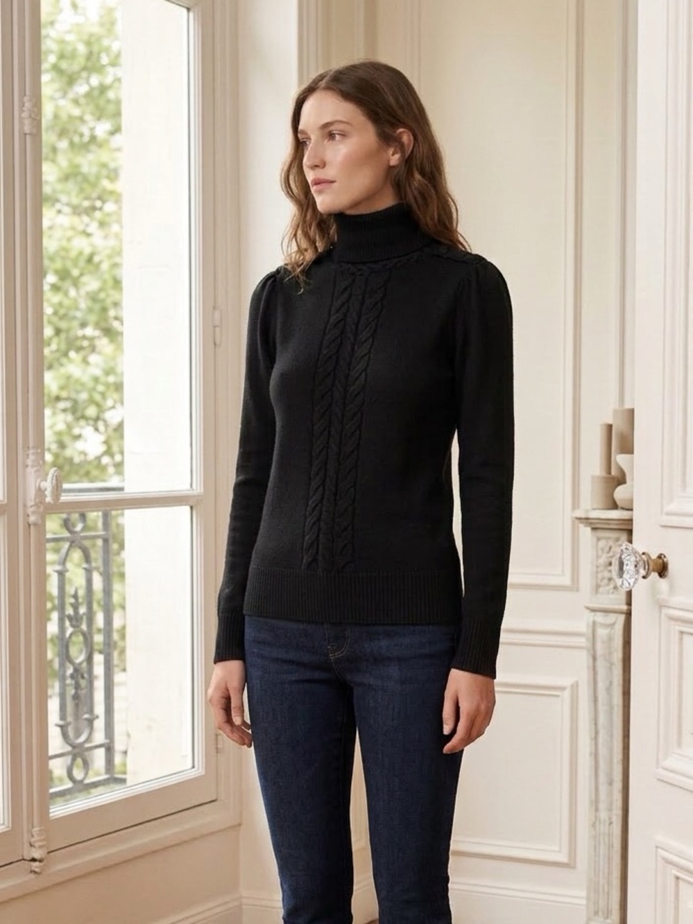 Diane Von Furstenberg DVF Sanya Wool Turtleneck Sweater Black size S